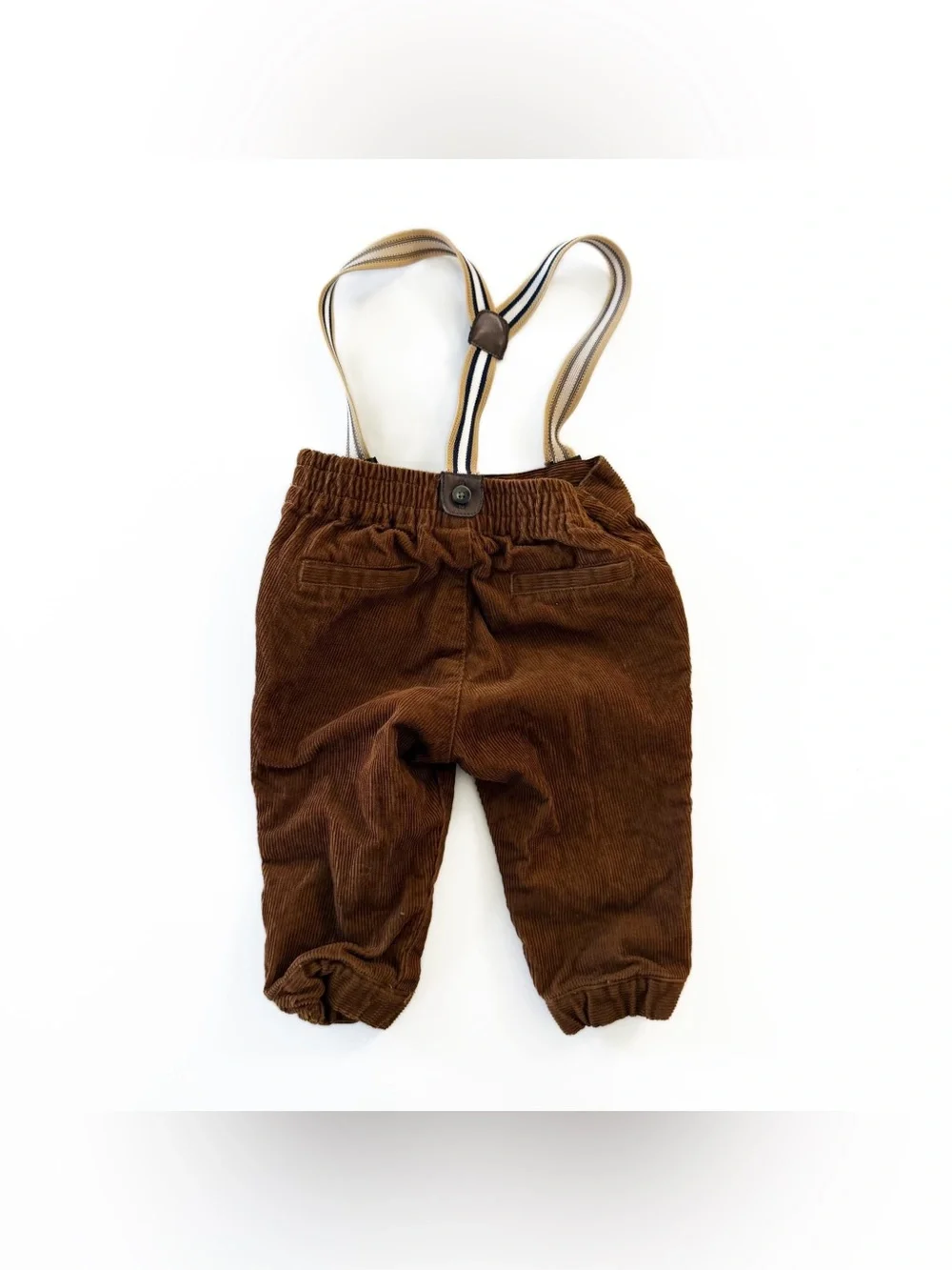 Janie and Jack Baby Canvas Suspender Overall Pant Brown Corduroy 3 to 6 Months